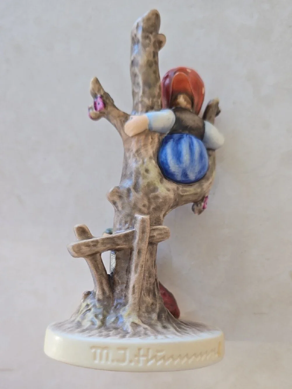 Set Of 2 Hummel Figurines - Out Of Danger and Culprits - Boy And Girl In Trees